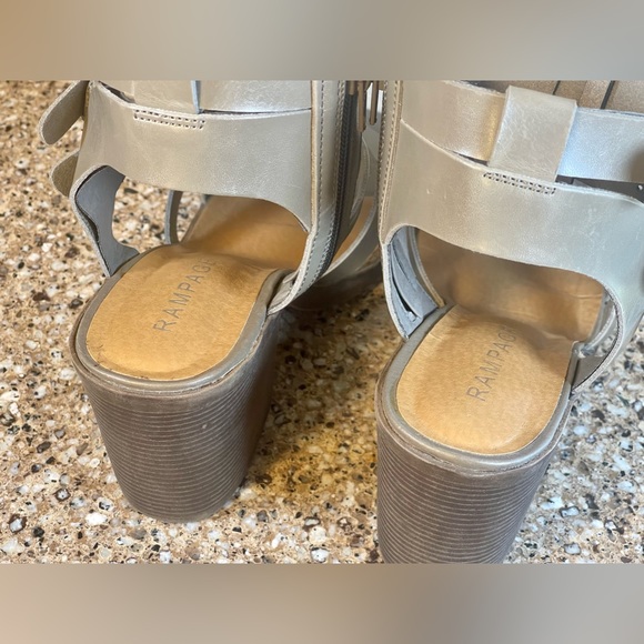 Rampage Jeana Heels Women’s Size 9M Taupe Brown Open Toe Block Heel Gladiator - Picture 7 of 12